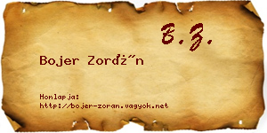 Bojer Zorán névjegykártya